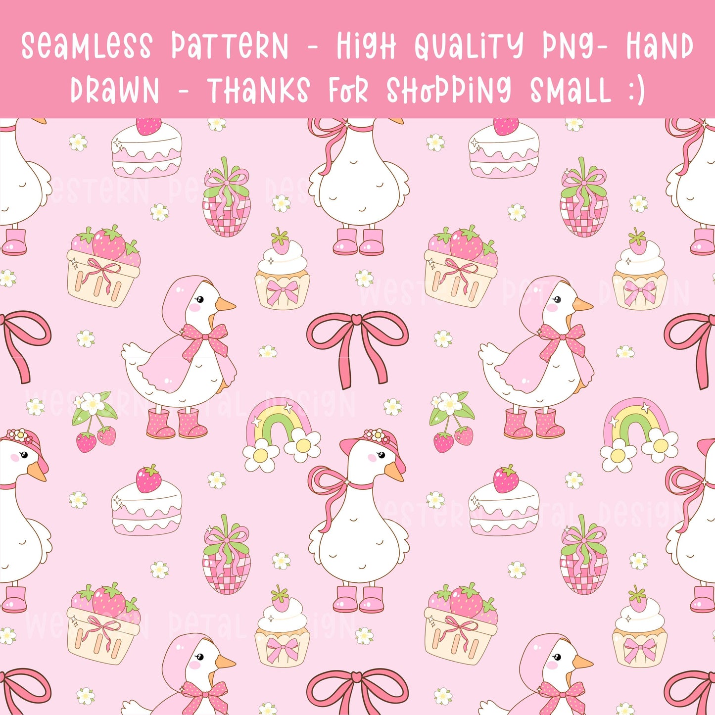 Pink Goose Seamless Pattern | Coquette Nursery Design (12x12 PNG)