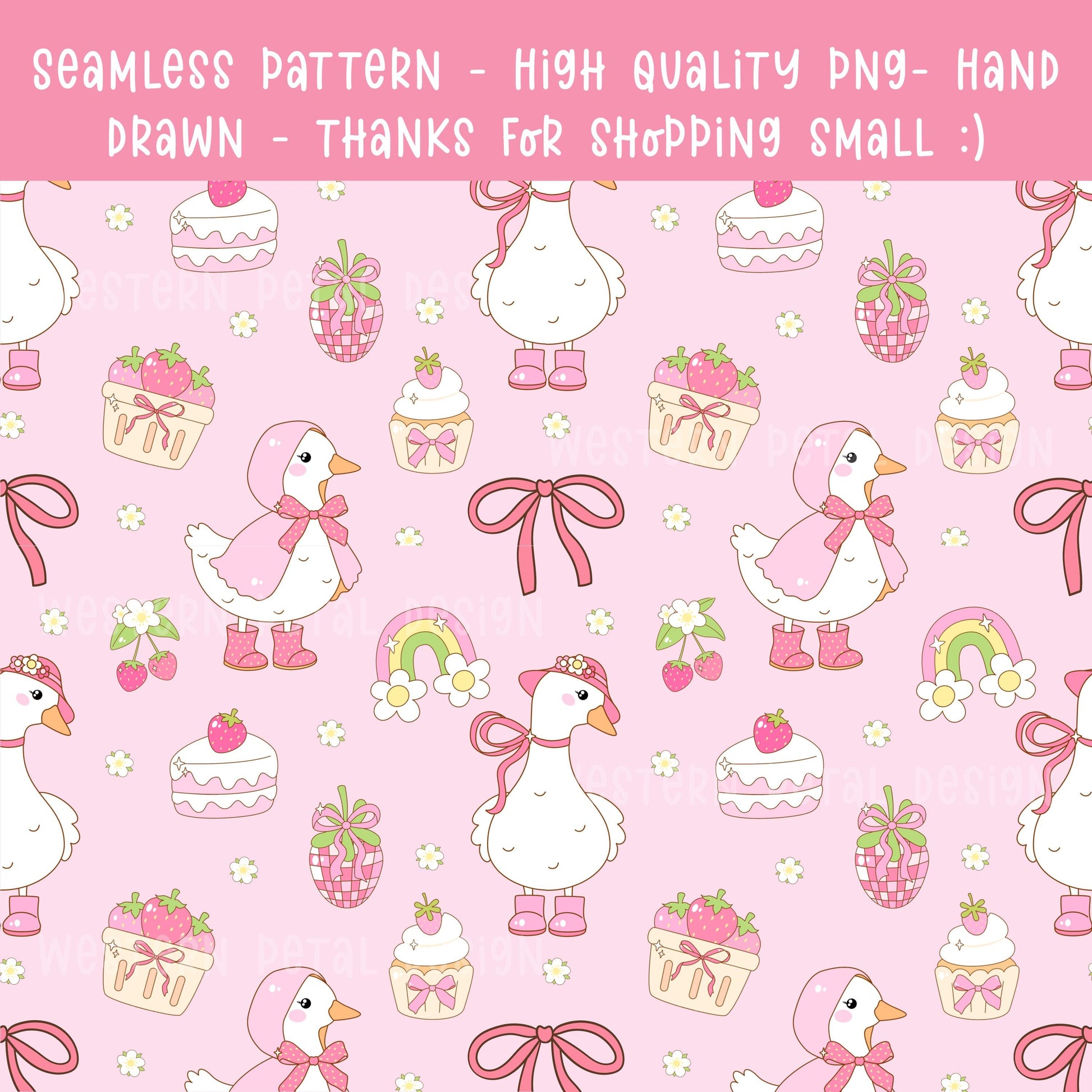 Pink Goose Seamless Pattern | Coquette Nursery Design (12x12 PNG)