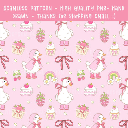 Pink Goose Seamless Pattern | Coquette Nursery Design (12x12 PNG)
