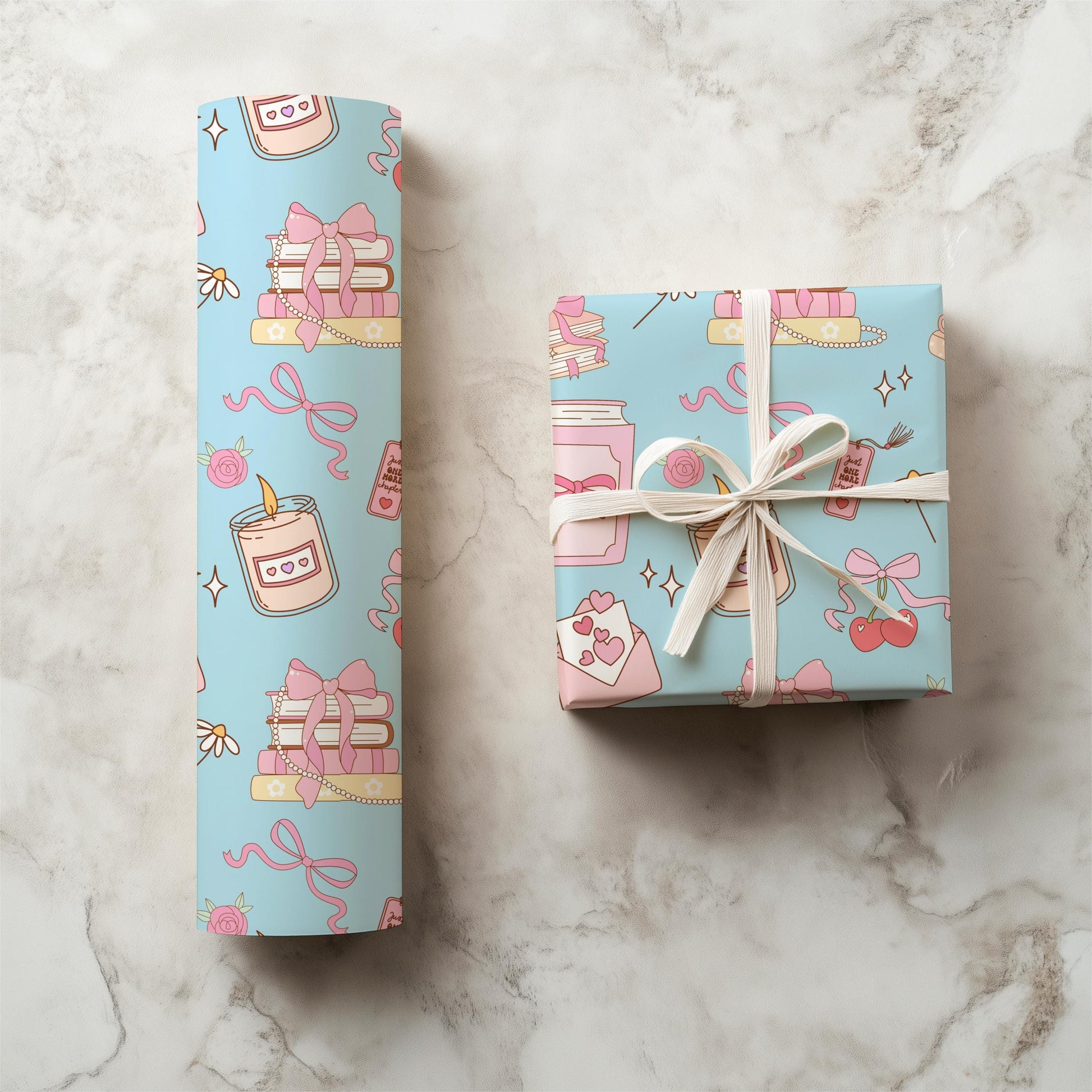 Coquette Book Seamless Pattern | Pink Bows, Florals PNG (Digital Download 12x12 300 DPI File)
