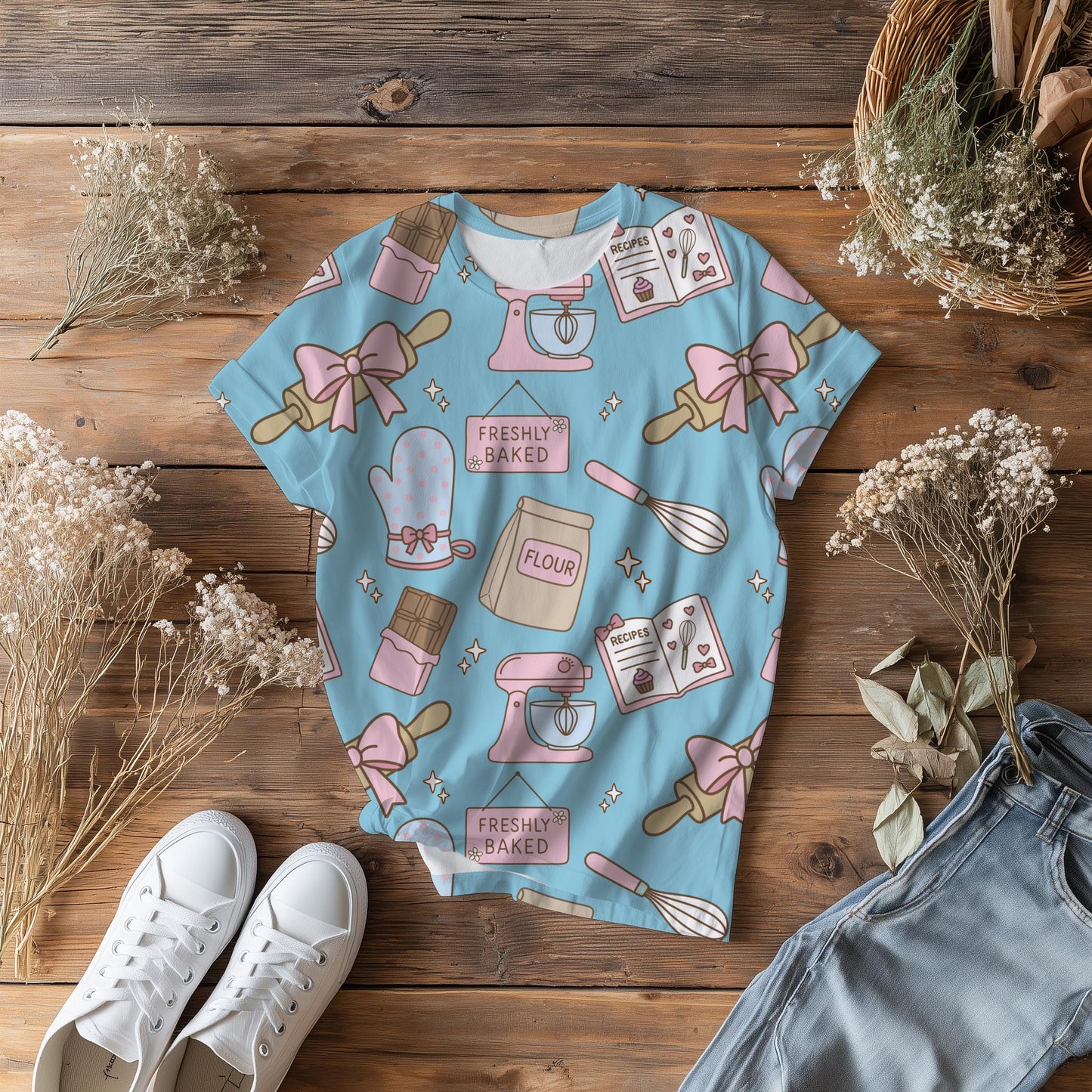 Kawaii Baking Seamless Pattern | Pastel Kitchen Print (12x12 300 DPI PNG)