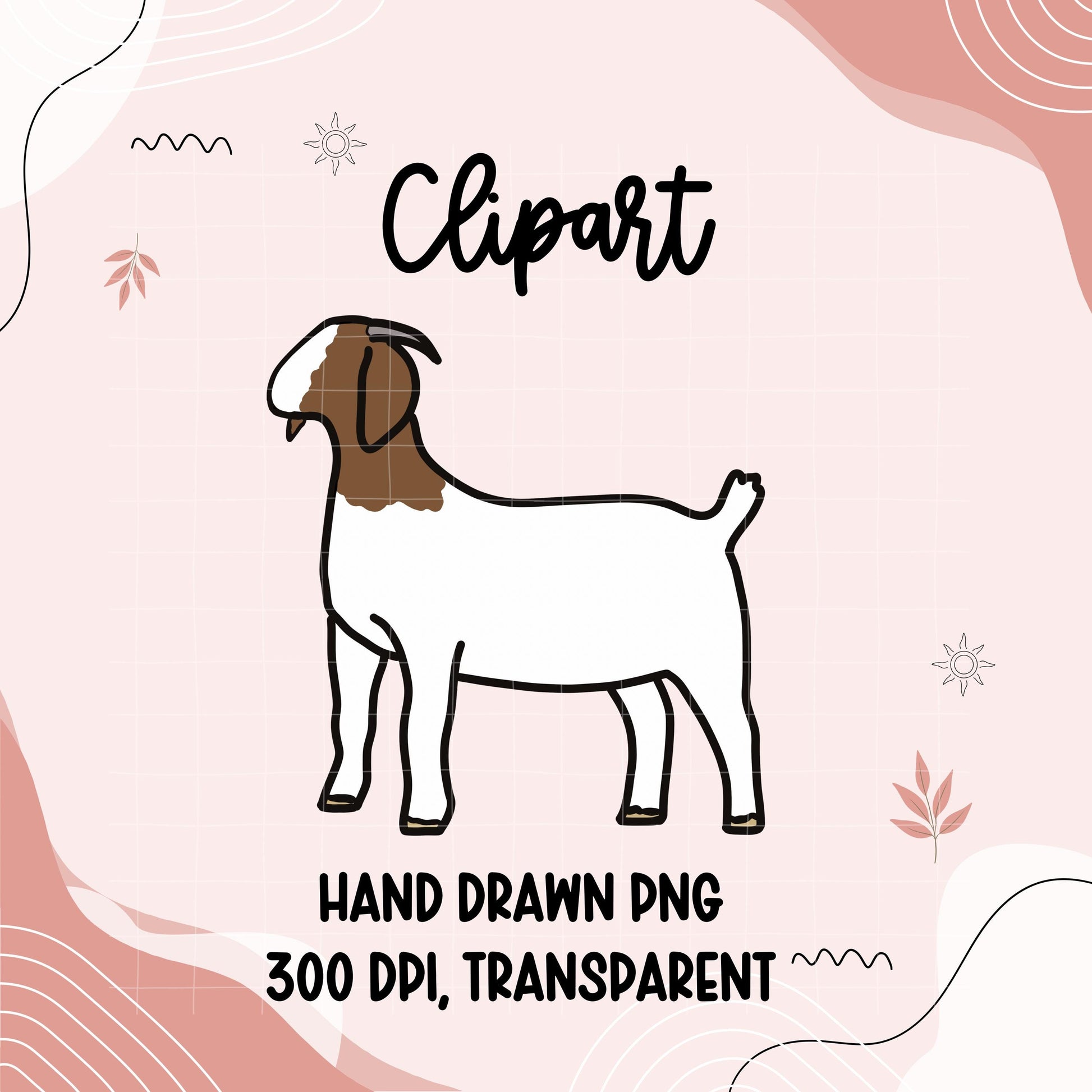 Show Goat Clipart | Hand Drawn 4H Livestock PNG (Digital Download)