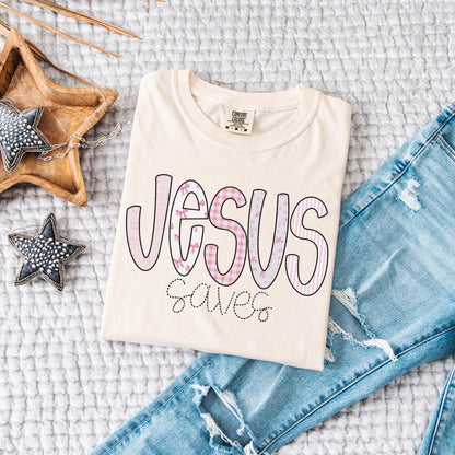 Jesus Saves Comfort Colors Tee | Christian Graphic T-Shirt