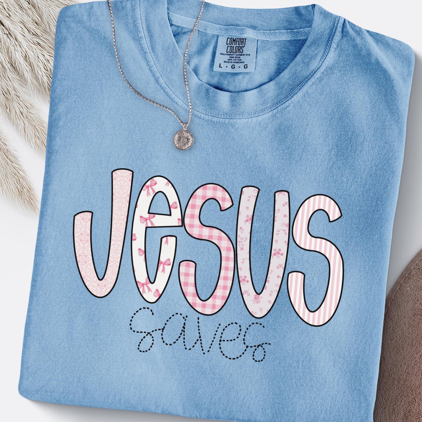 Jesus Saves Comfort Colors Tee | Christian Graphic T-Shirt