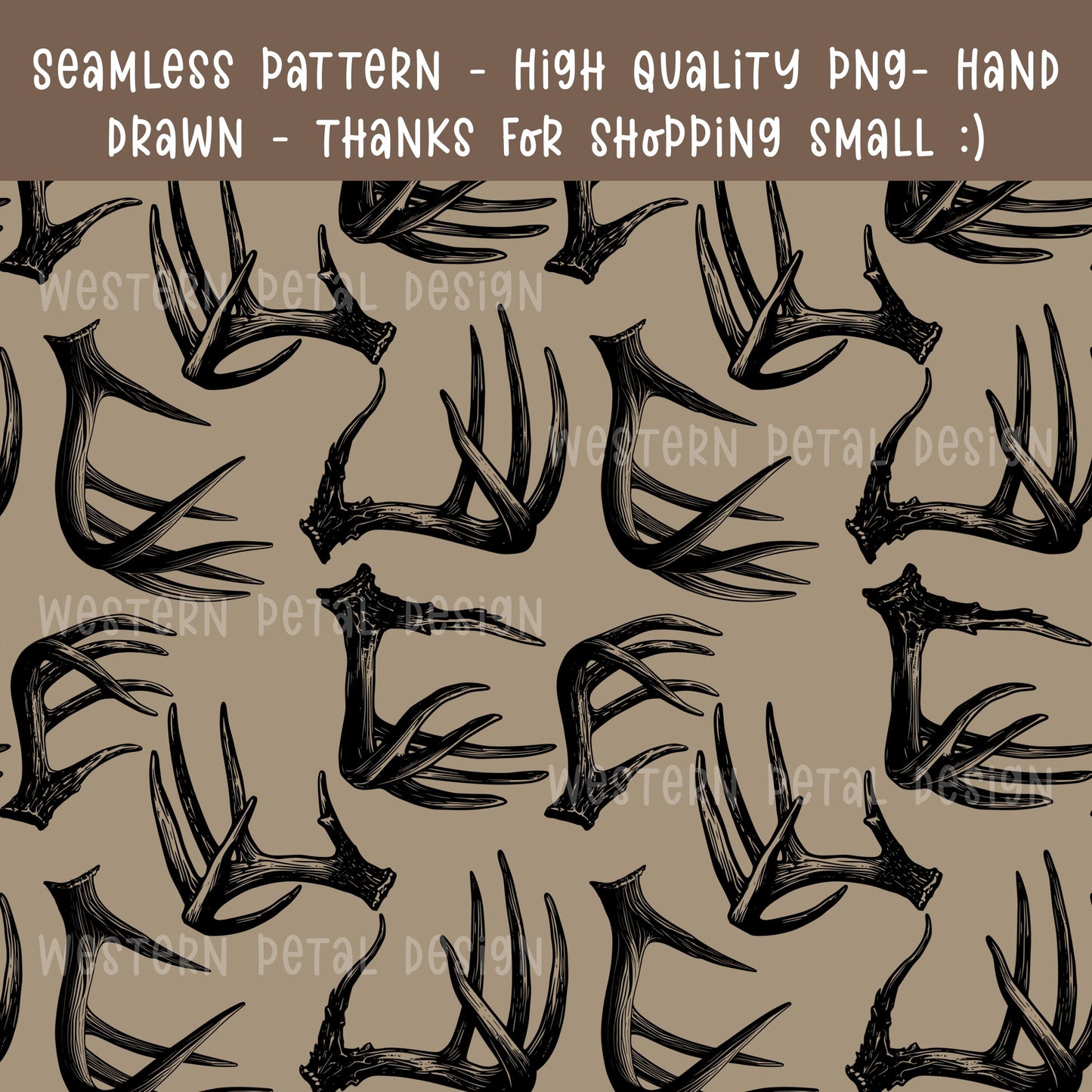 Deer Antler Seamless Pattern PNG, Hunting Digital Paper, Rustic Woodland Pattern, Camo Antler Design, 12x12 Sublimation Download