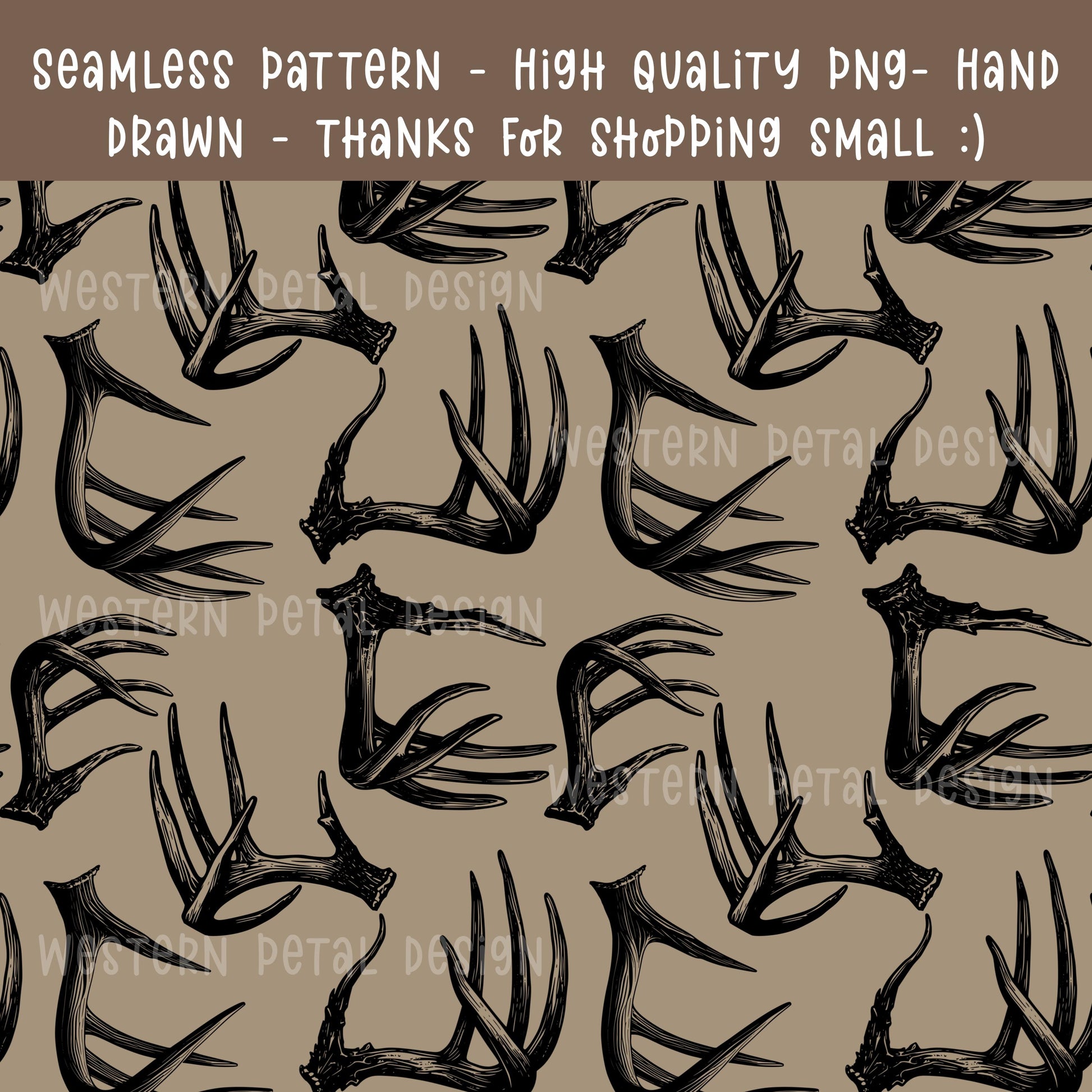 Deer Antler Seamless Pattern PNG, Hunting Digital Paper, Rustic Woodland Pattern, Camo Antler Design, 12x12 Sublimation Download