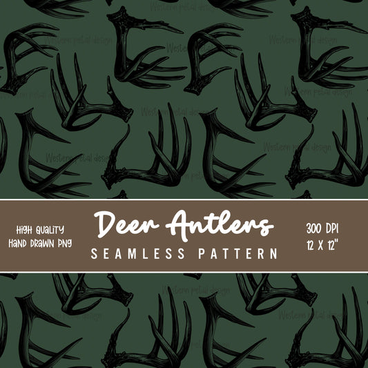 Deer Antler Seamless Pattern PNG, Hunting Digital Paper, Rustic Woodland Camo Pattern, Masculine Western Design, 12x12 Sublimation Download