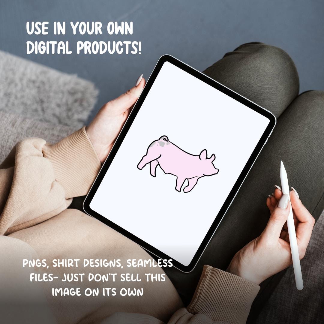 Hand Drawn Show Pig Clipart | 4H Livestock PNG (Digital Download)