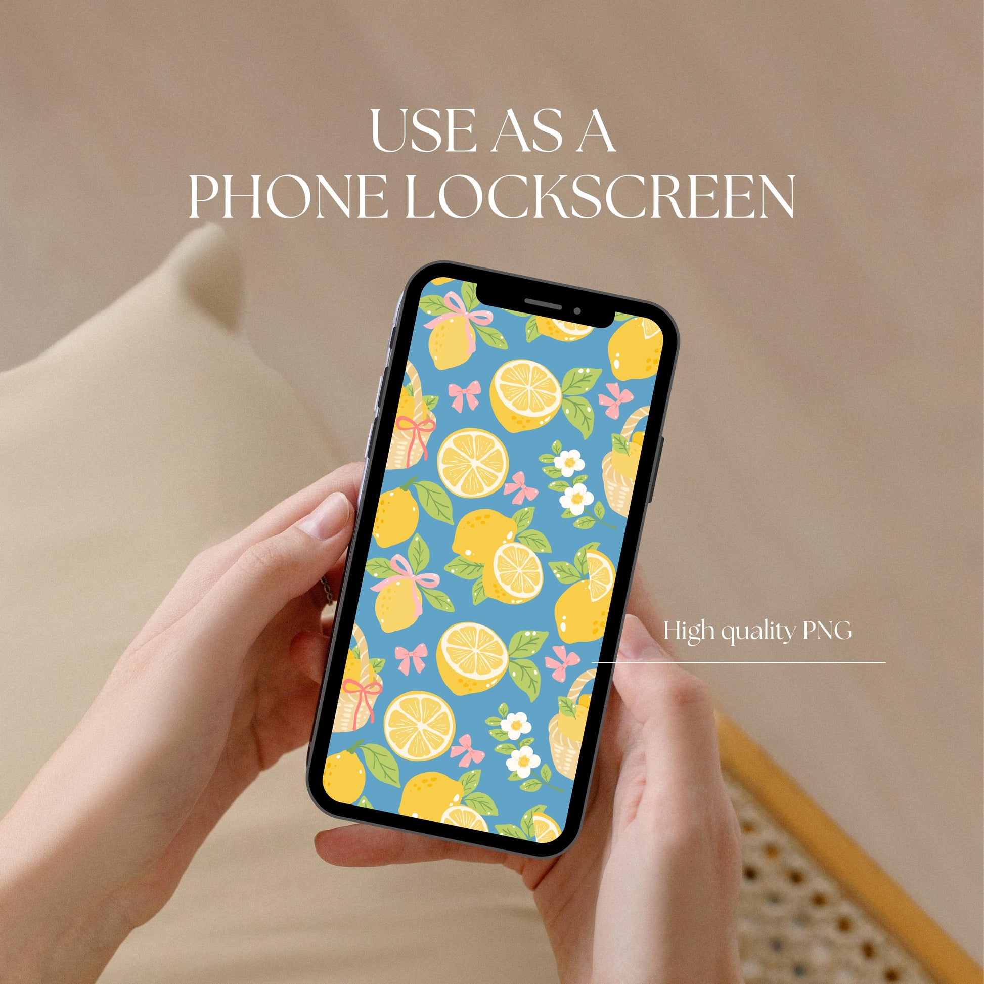 Lemon Seamless Pattern | Hand-Drawn Cottagecore Fabric Design (12x12 PNG Digital Download)
