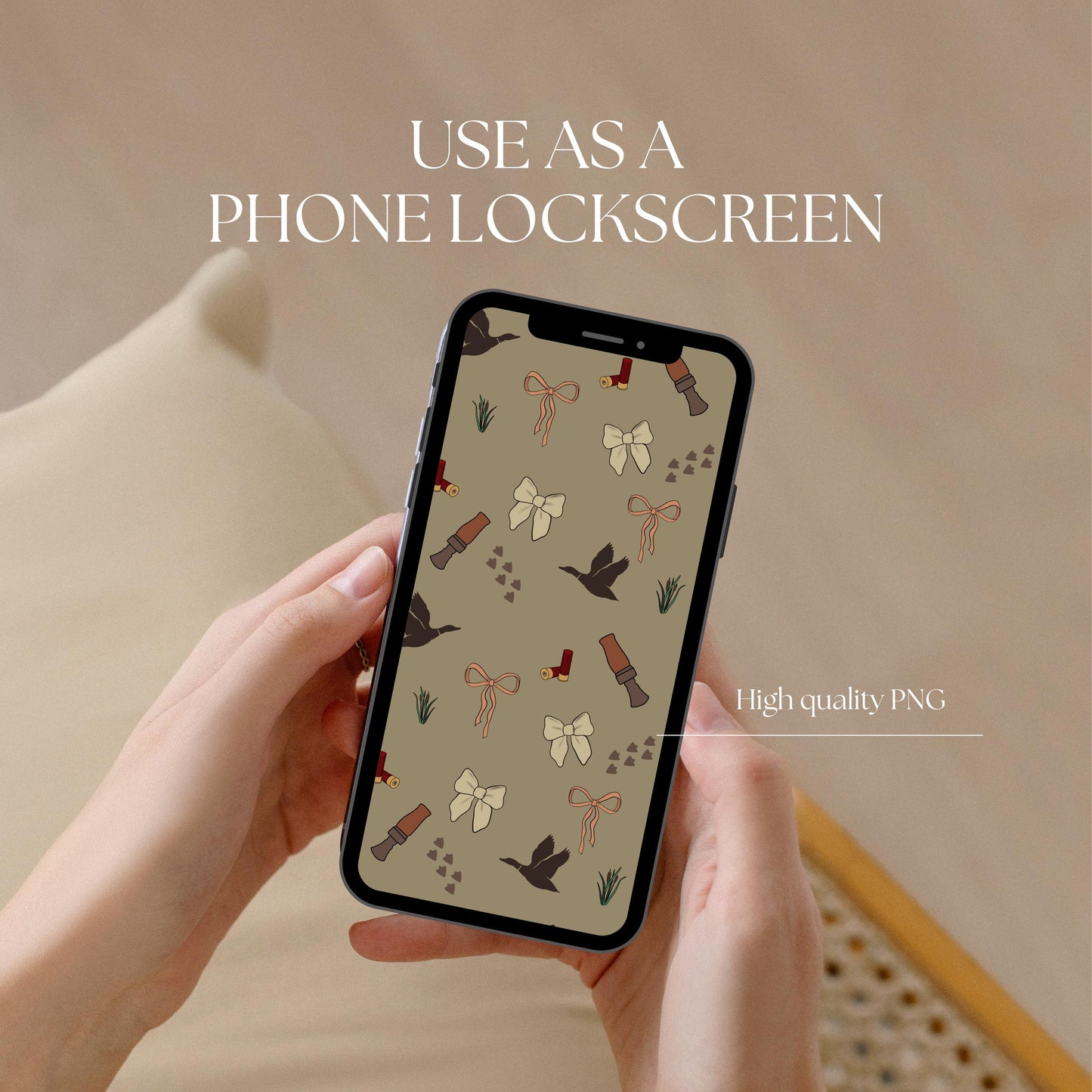 Hand-Drawn Duck Hunting & Bows Seamless Pattern | 12x12” PNG | 300 DPI Digital Download