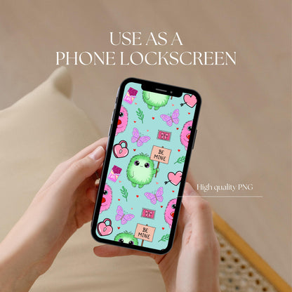 Love Monster Seamless Pattern | Valentine's Day Digital Paper (12x12 PNG)