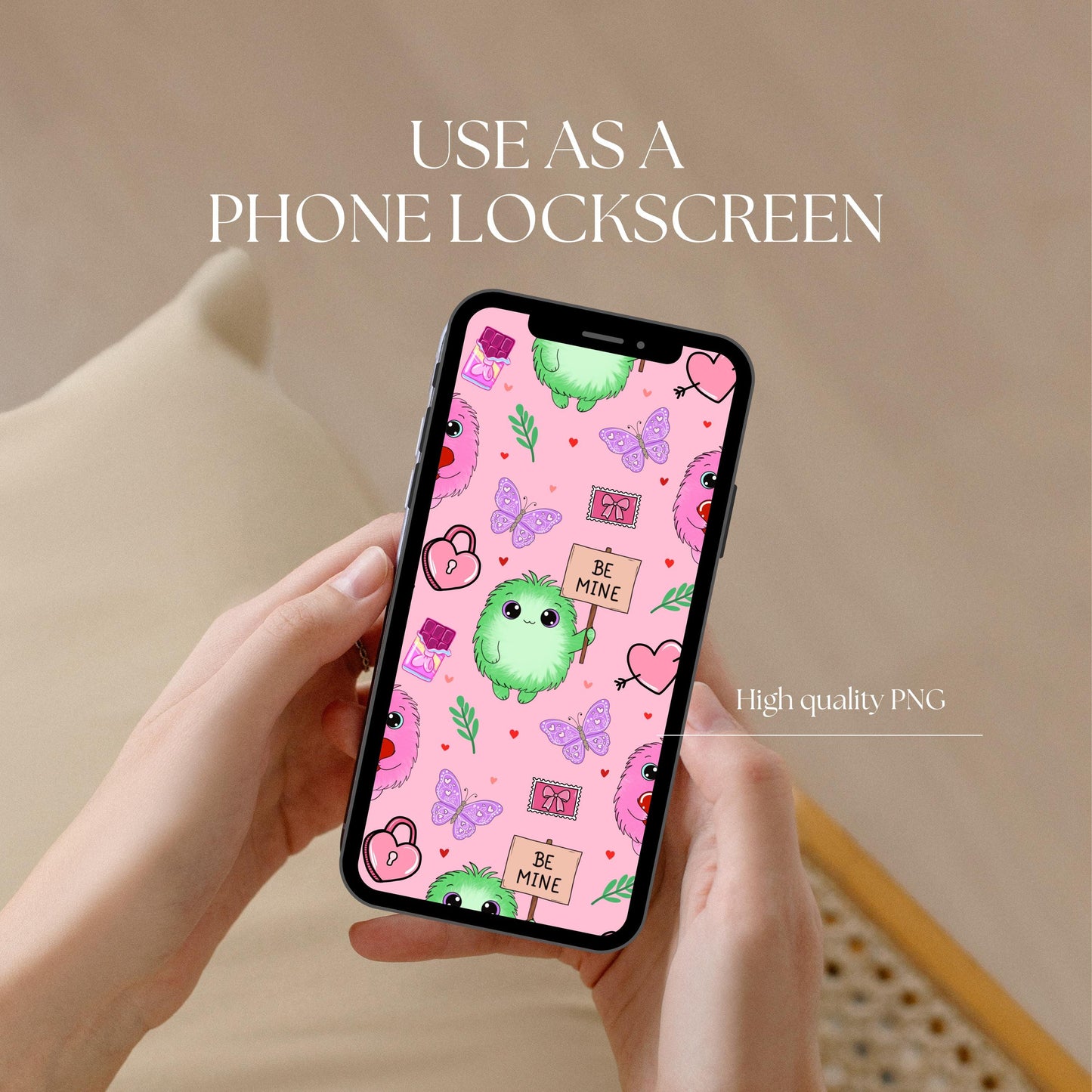 Love Monster Seamless Pattern | Valentine's Day PNG (12x12)