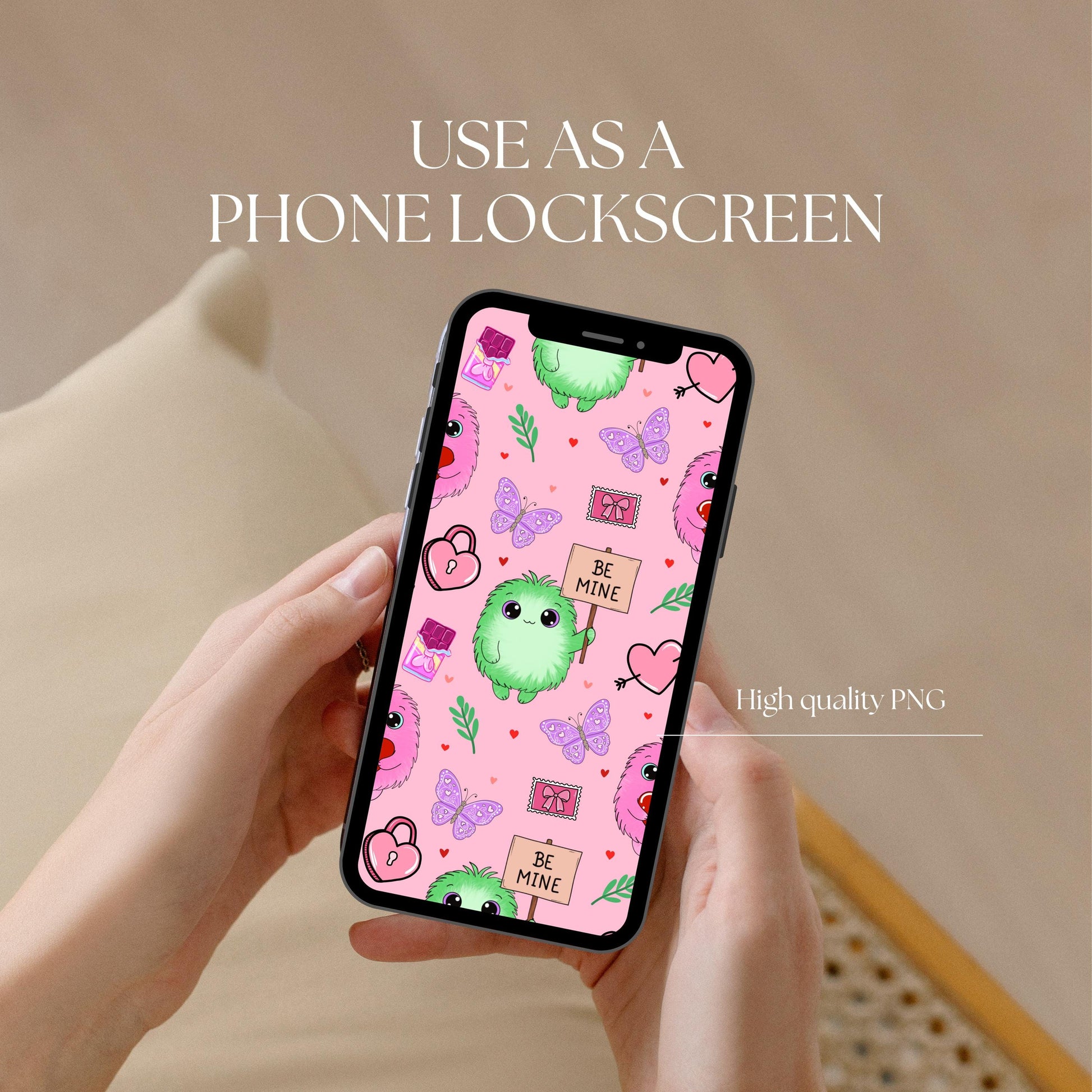 Love Monster Seamless Pattern | Valentine's Day PNG (12x12)