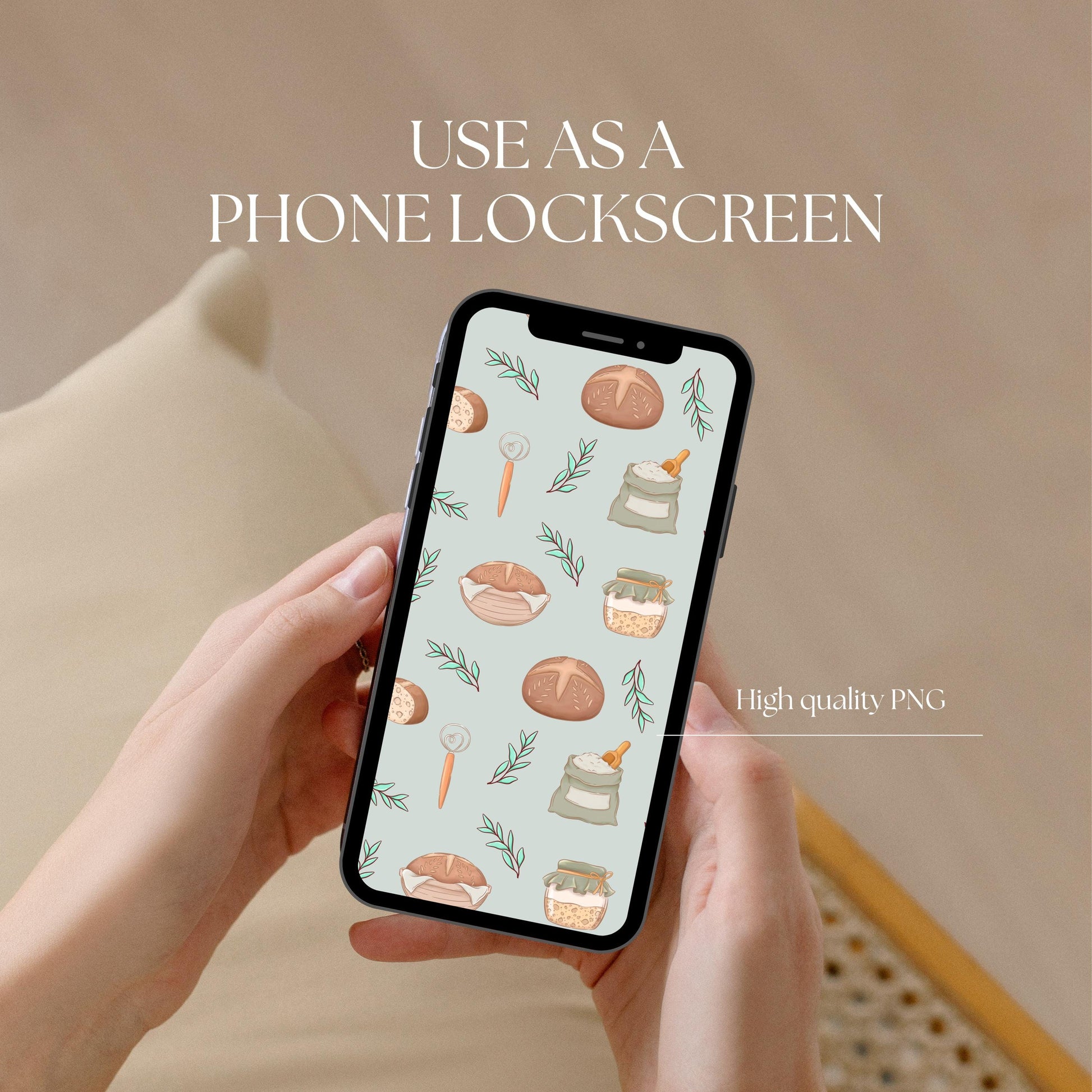 Sourdough Bread Seamless Pattern | Bakery Digital Paper (12x12 PNG)