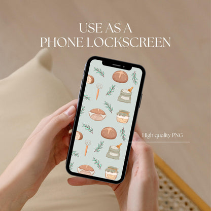 Sourdough Bread Seamless Pattern | Bakery Digital Paper (12x12 PNG)