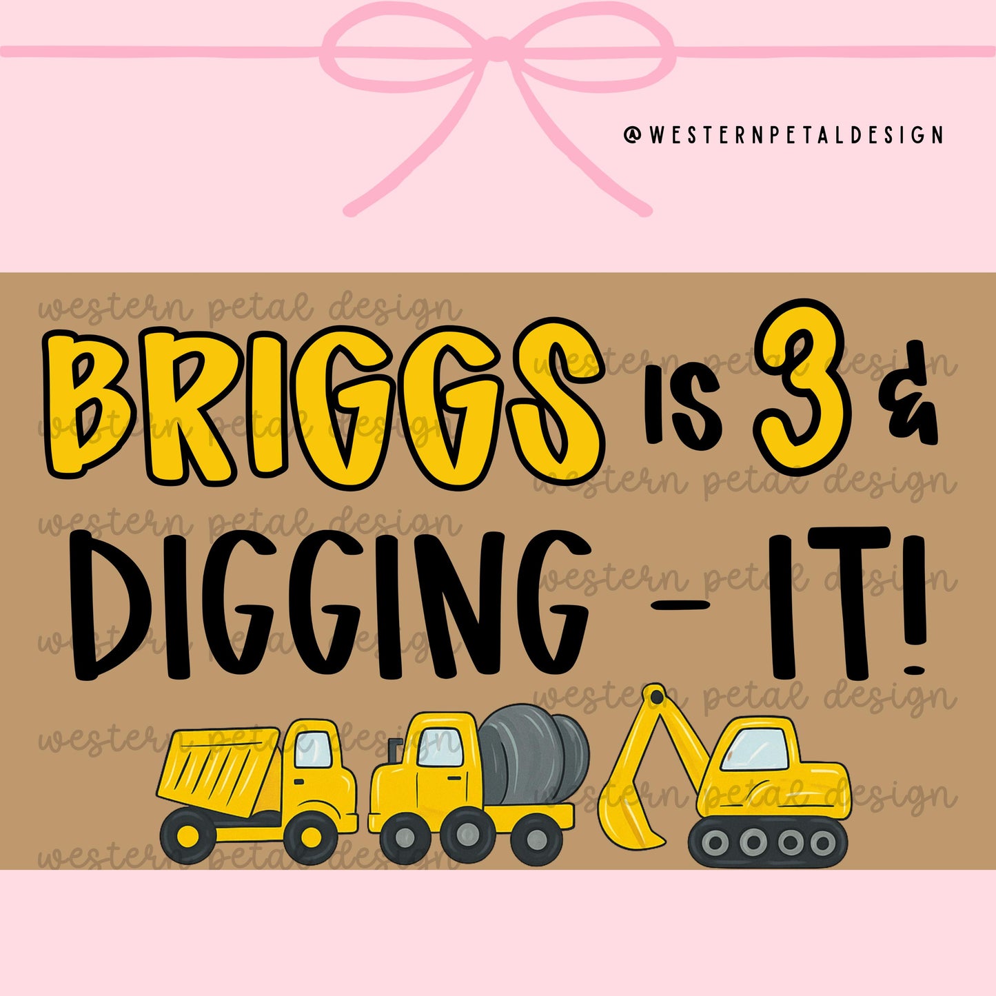 Construction Birthday Banner Template | DIY Hand Painted Canva (3x5 ft)