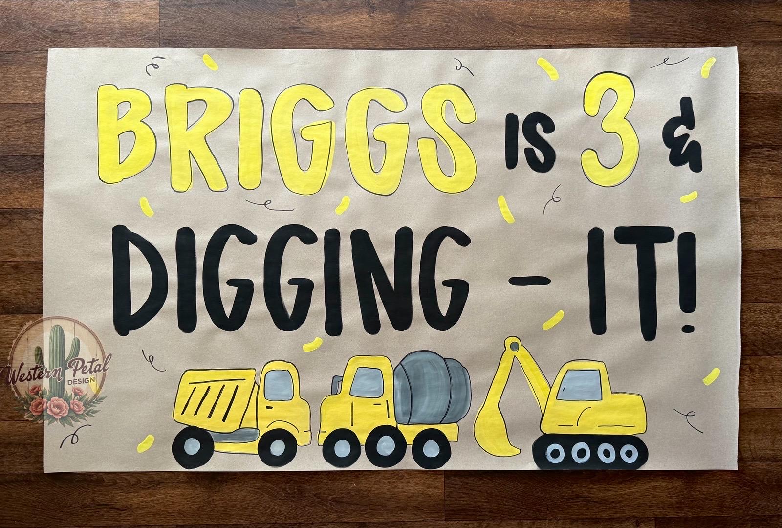 Construction Birthday Banner Template | DIY Hand Painted Canva (3x5 ft)