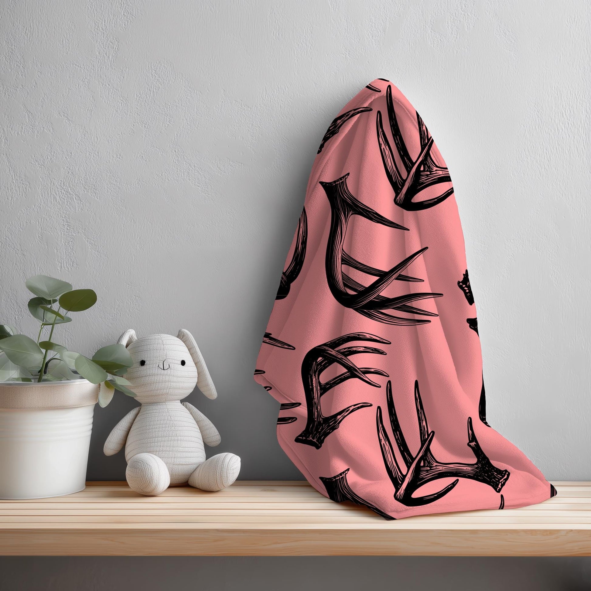Deer Antlers Seamless Pattern | Rustic Pink Woodland (PNG Digital Download)
