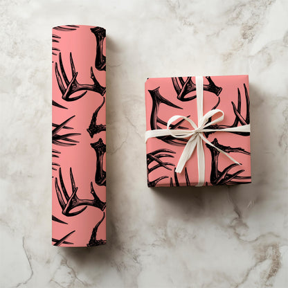 Deer Antlers Seamless Pattern | Rustic Pink Woodland (PNG Digital Download)