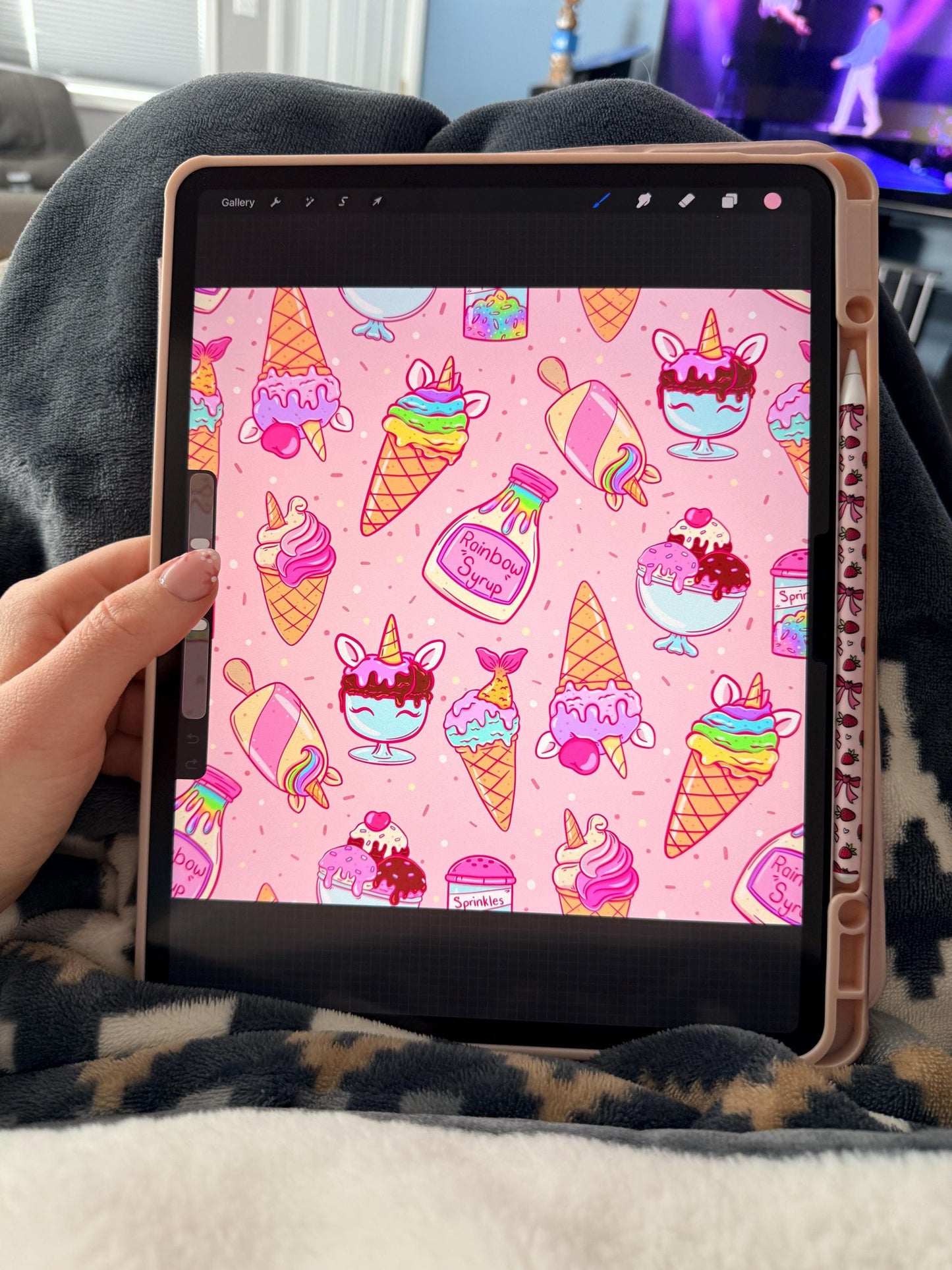 Rainbow Ice Cream Seamless Pattern | Unicorn Dessert Digital Paper (12x12, 300 DPI) (Digital Download)