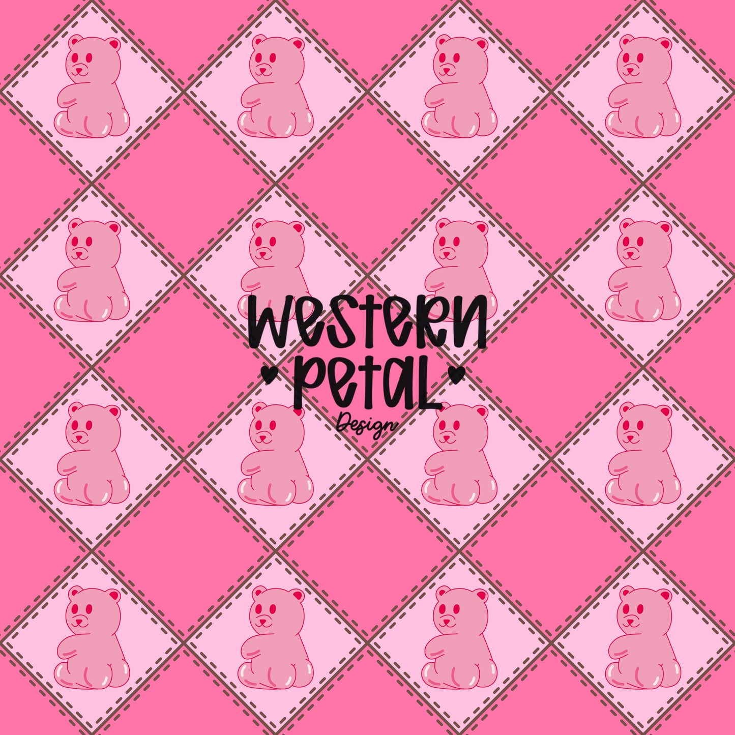 Funny Pink Gummy Bear Seamless Pattern | Kids Valentine Digital Paper