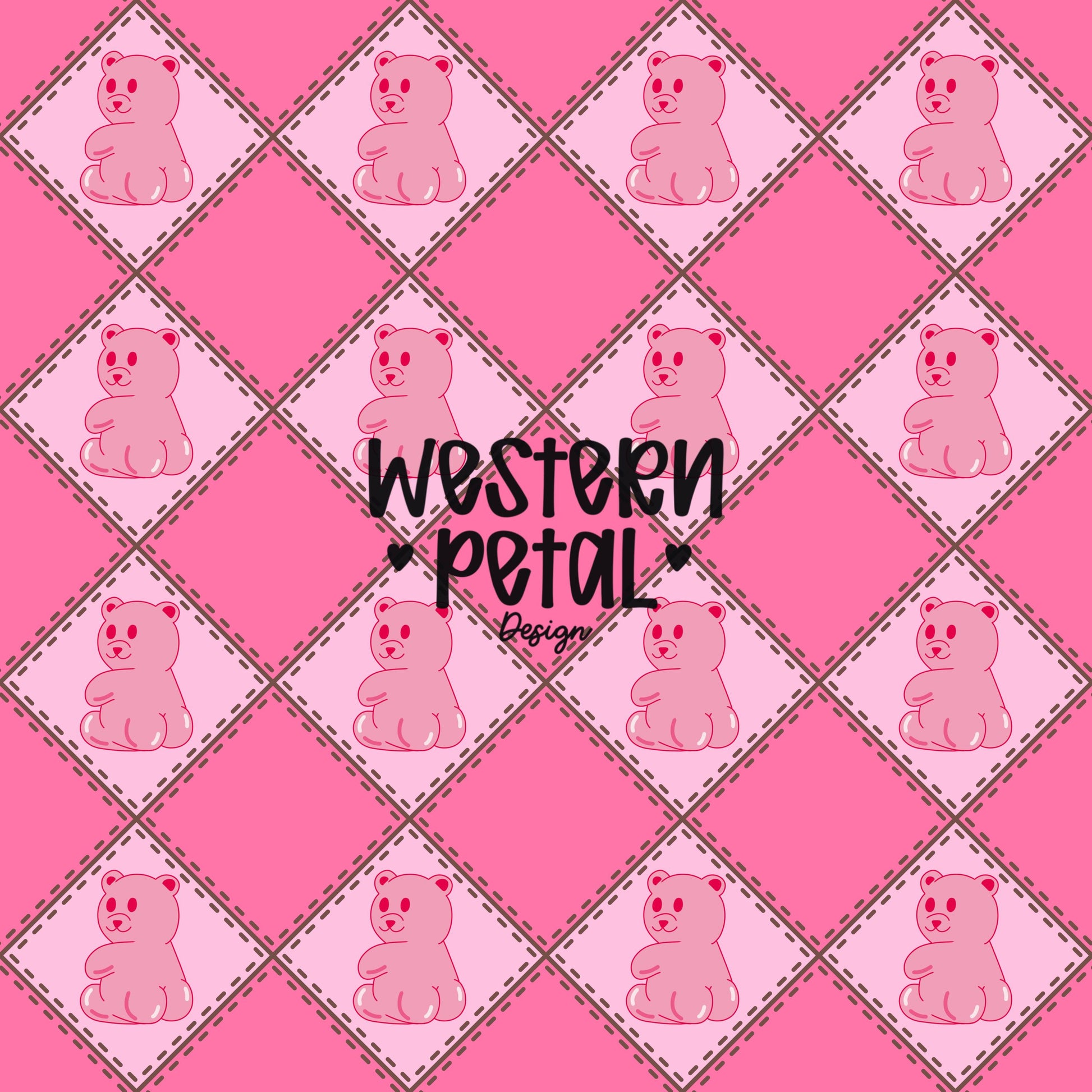 Funny Pink Gummy Bear Seamless Pattern | Kids Valentine Digital Paper