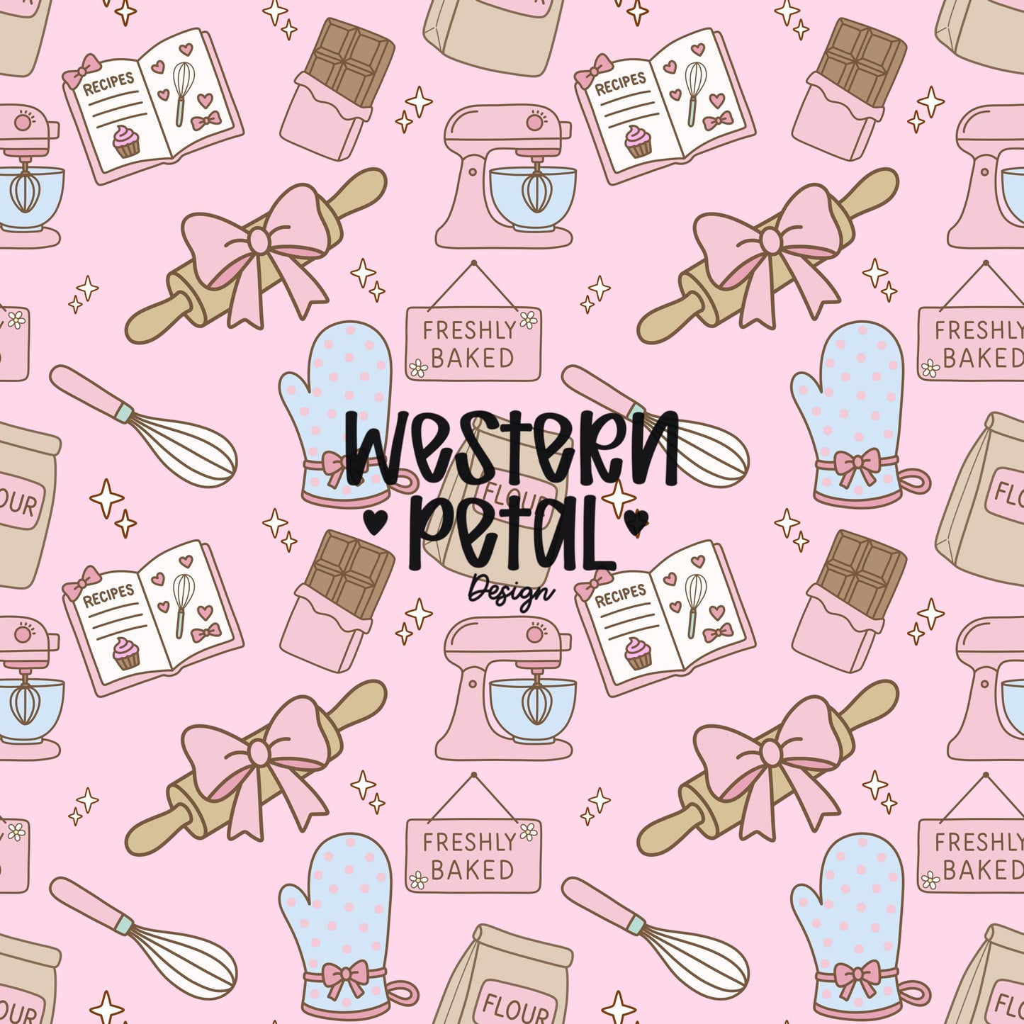 Kawaii Baking Seamless Pattern | Pastel Kitchen Print (12x12 300 DPI PNG)