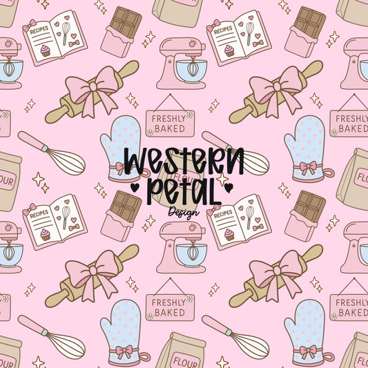 Kawaii Baking Seamless Pattern | Pastel Kitchen Print (12x12 300 DPI PNG)