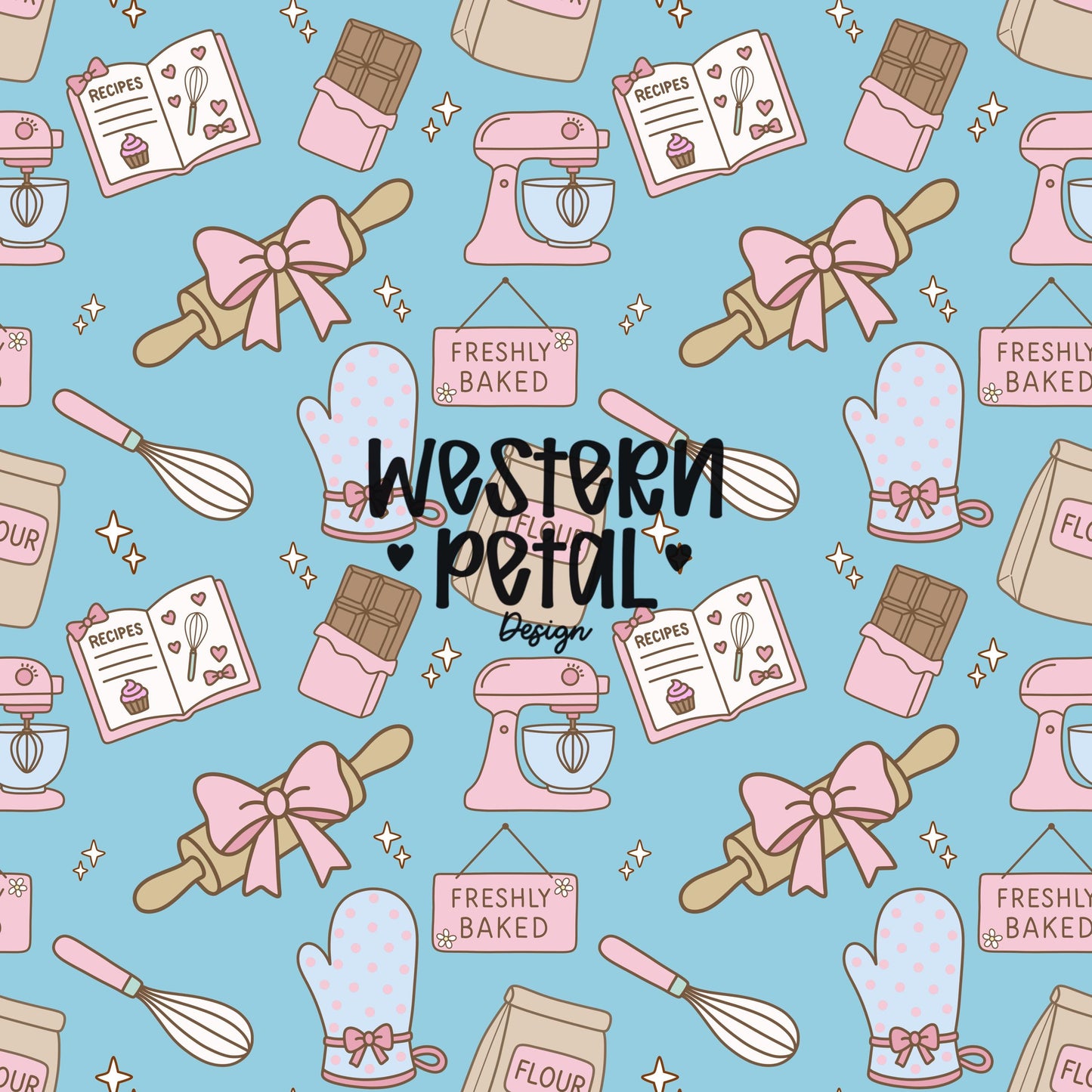 Kawaii Baking Seamless Pattern | Pastel Kitchen Print (12x12 300 DPI PNG)