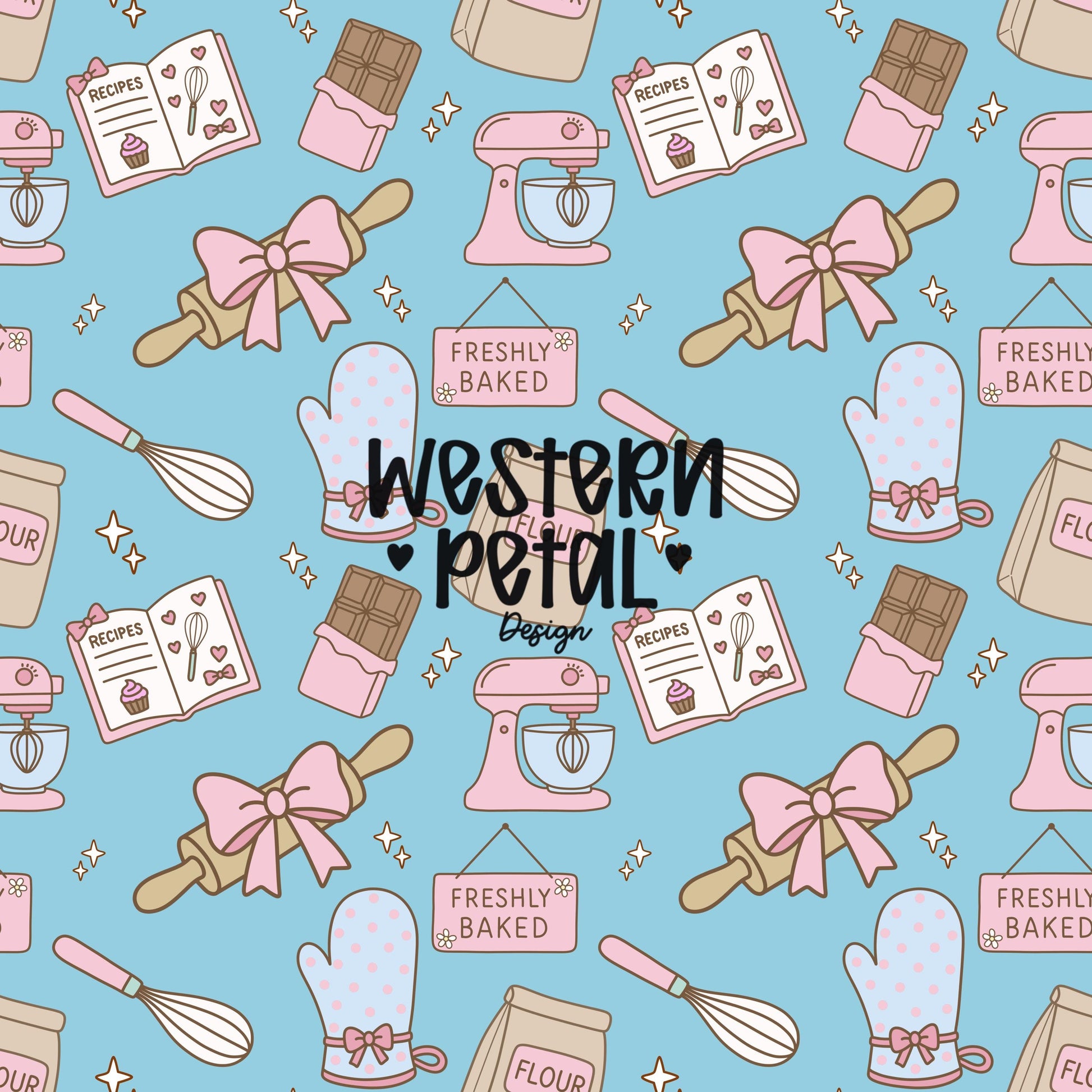 Kawaii Baking Seamless Pattern | Pastel Kitchen Print (12x12 300 DPI PNG)