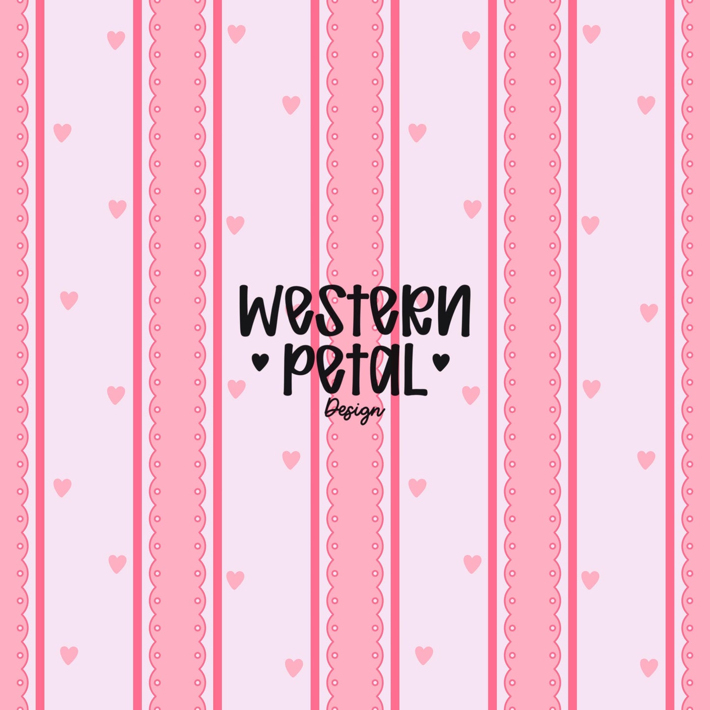 Pink Scallop Stripe Pattern, Girly Hearts Fabric, Seamless Nursery Design (Digital Download)