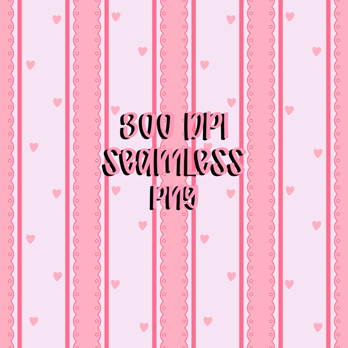 Pink Scallop Stripe Pattern, Girly Hearts Fabric, Seamless Nursery Design (Digital Download)