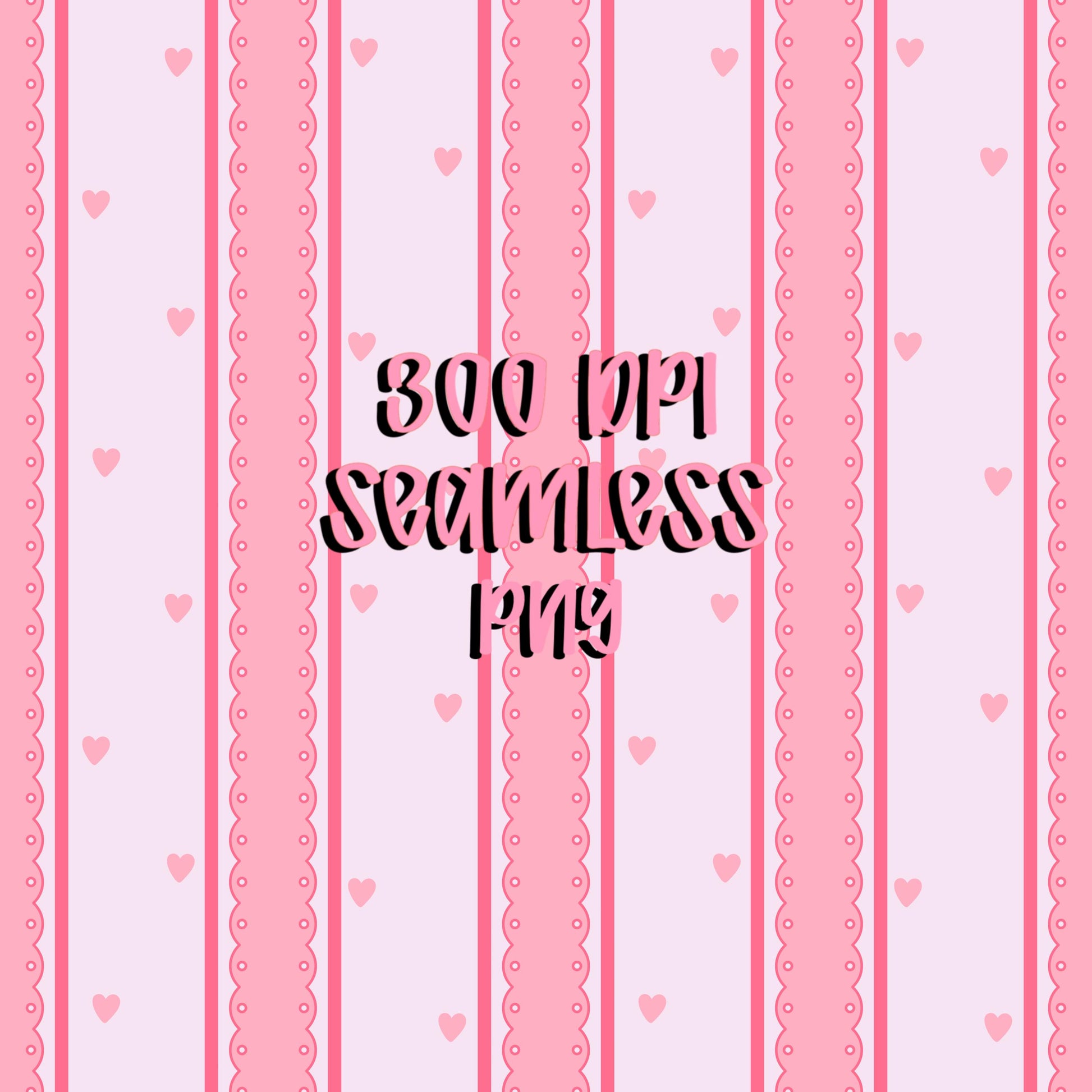 Pink Scallop Stripe Pattern, Girly Hearts Fabric, Seamless Nursery Design (Digital Download)