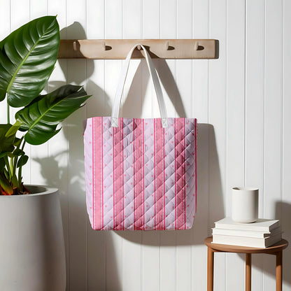 Pink Scallop Stripe Pattern, Girly Hearts Fabric, Seamless Nursery Design (Digital Download)