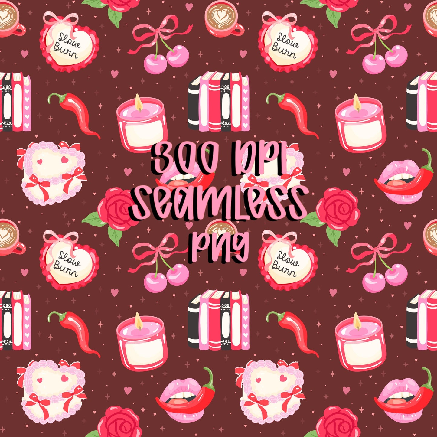 Valentine Seamless Pattern | Spicy Romance Digital Paper (PNG or JPEG)