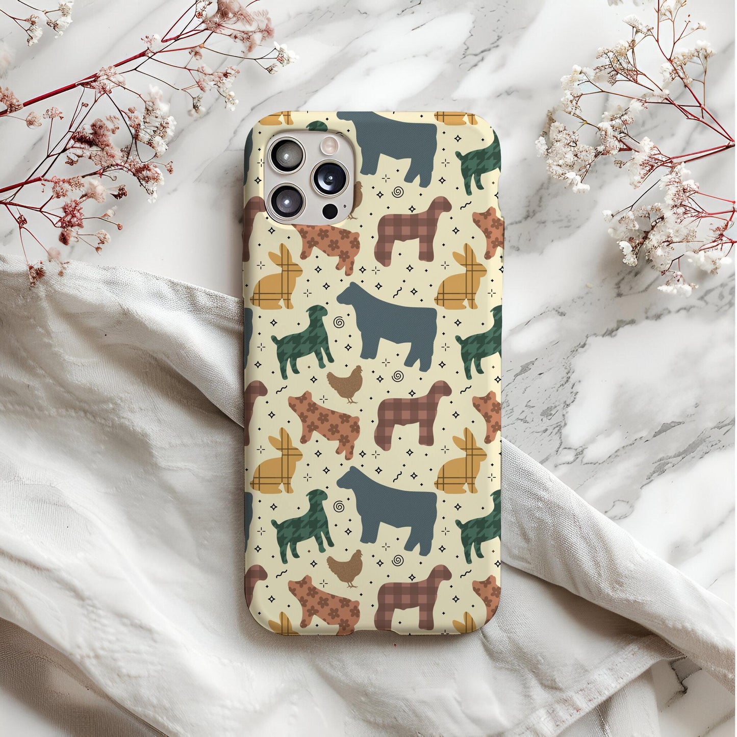 4H Livestock Seamless Pattern Farm Animals Show Barn Boho Digital Download
