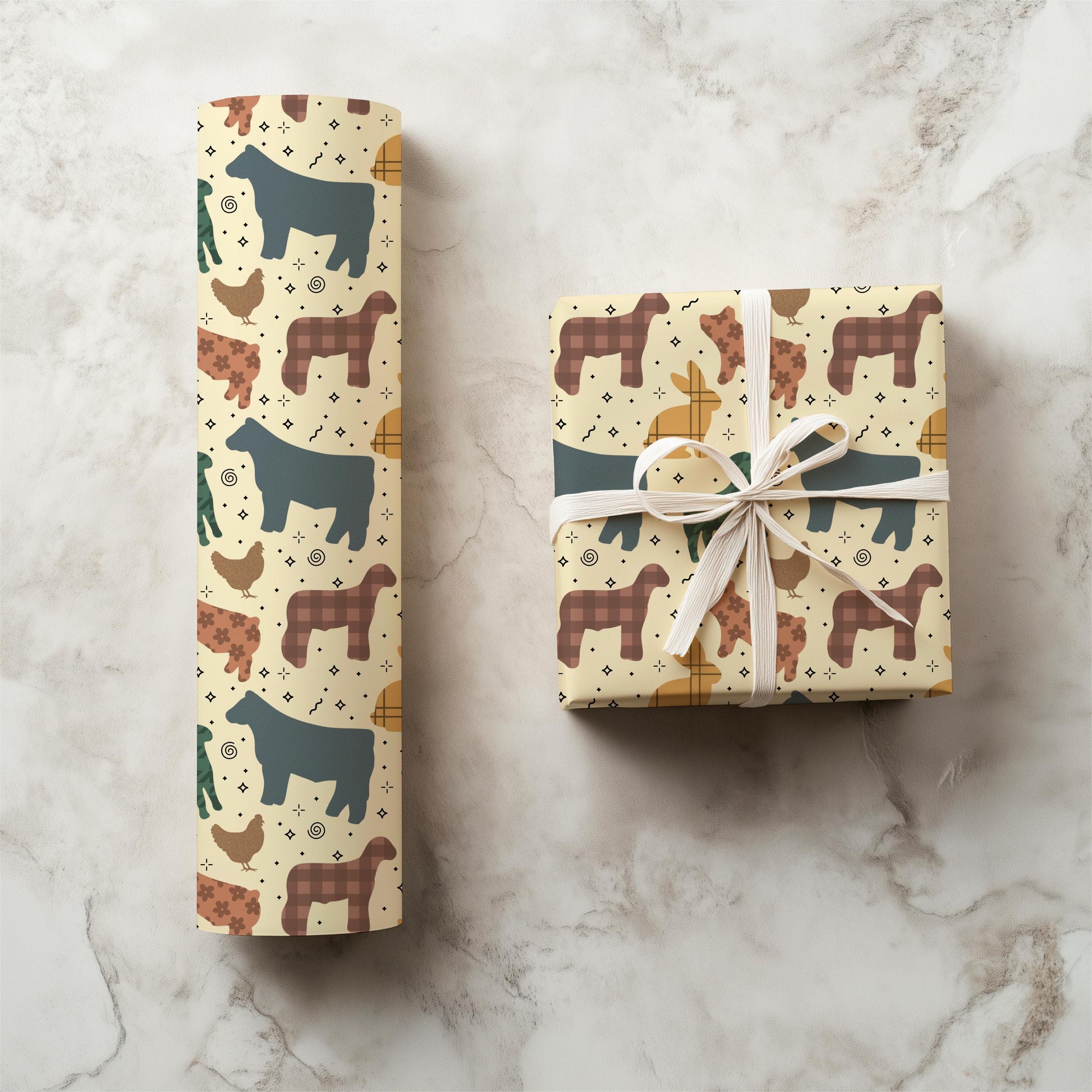4H Livestock Seamless Pattern Farm Animals Show Barn Boho Digital Download