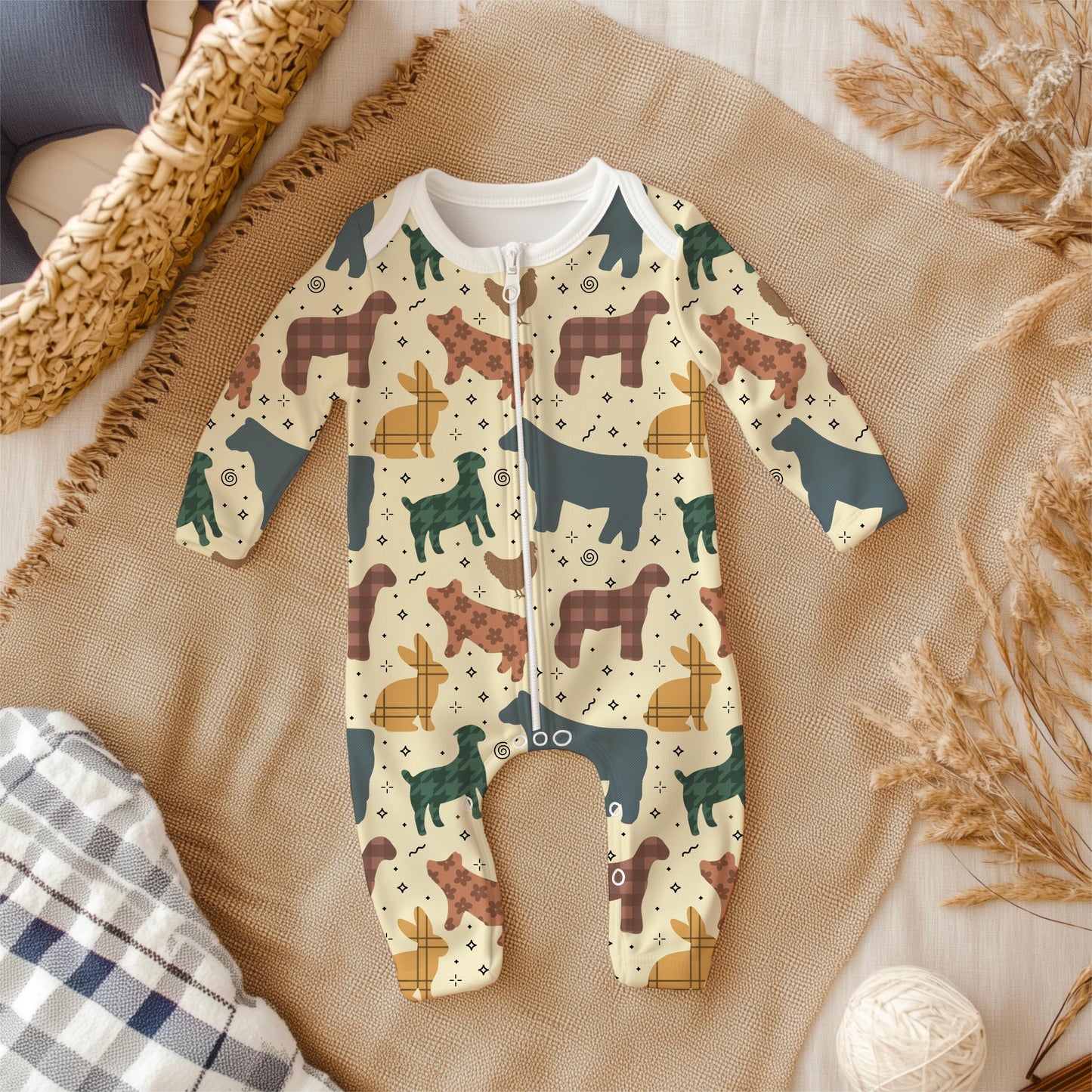 4H Livestock Seamless Pattern Farm Animals Show Barn Boho Digital Download