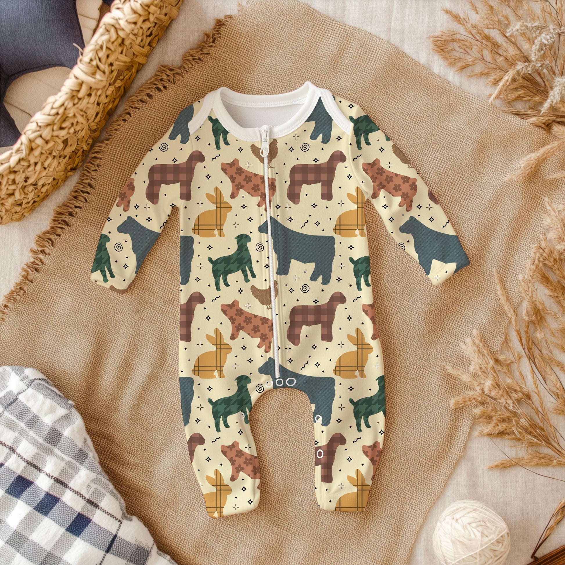 4H Livestock Seamless Pattern Farm Animals Show Barn Boho Digital Download