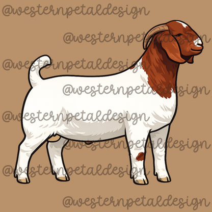 Boer Goat Clipart PNG | 4H Livestock Illustration | Show Goat Graphic | Sublimation Design | Transparent Background