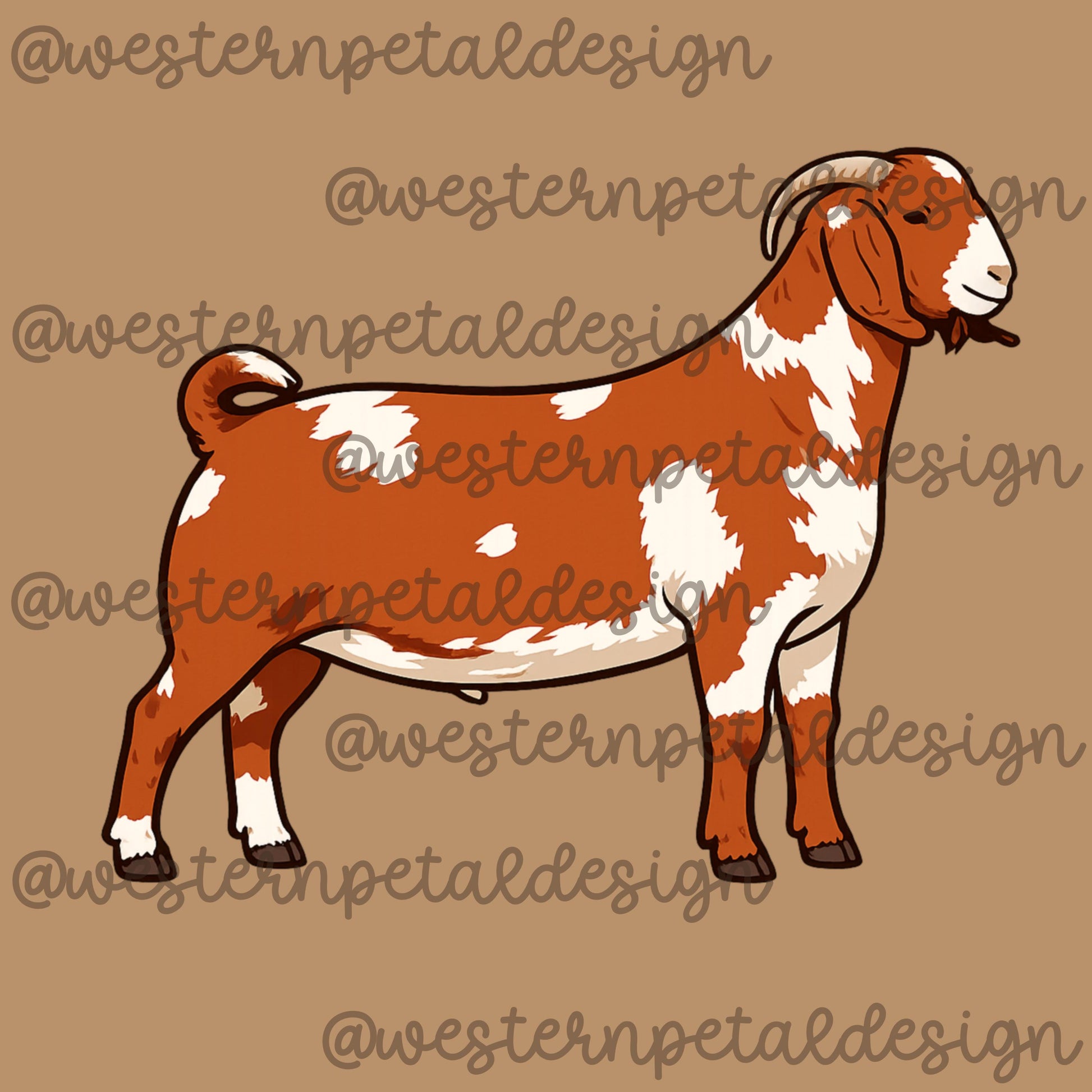 Boer Goat Clipart | Spotted Livestock PNG (Digital Download)