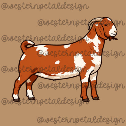 Boer Goat Clipart | Spotted Livestock PNG (Digital Download)