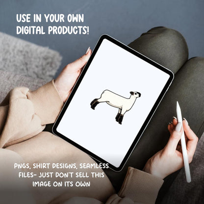 Show Sheep Clipart PNG | 4H Livestock Illustration | Farm Animal Graphic | Sublimation Design | Transparent Background