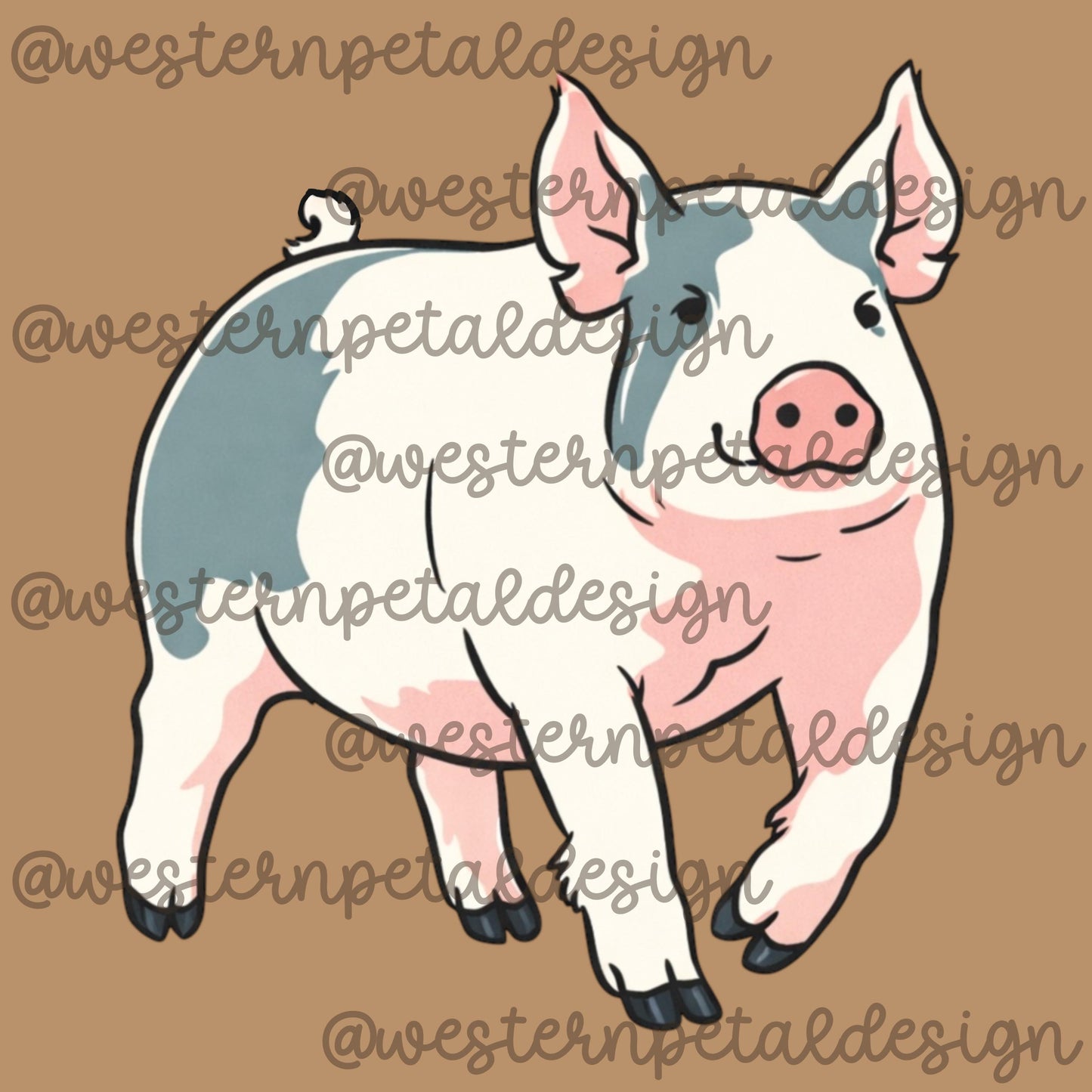 Show Pig Clipart PNG | 4H Livestock Illustration | Swine Graphic | Sublimation Design | Transparent Background
