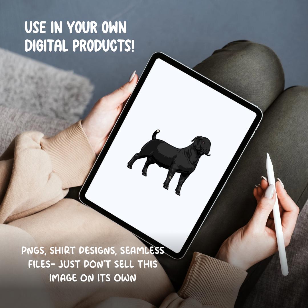 Black Goat Clipart PNG | 4H Livestock Illustration | Farm Animal Graphic | Sublimation Design | Transparent Background