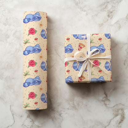 Kawaii Raccoon Seamless Pattern PNG, Cute Pizza Raccoon Digital Paper, Floral Mushroom Woodland Pattern, 12x12 Sublimation Download