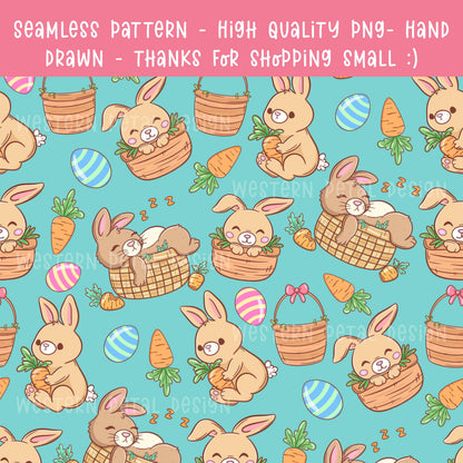 Easter Bunny Seamless Pattern, Pastel Spring Colors Digital Download