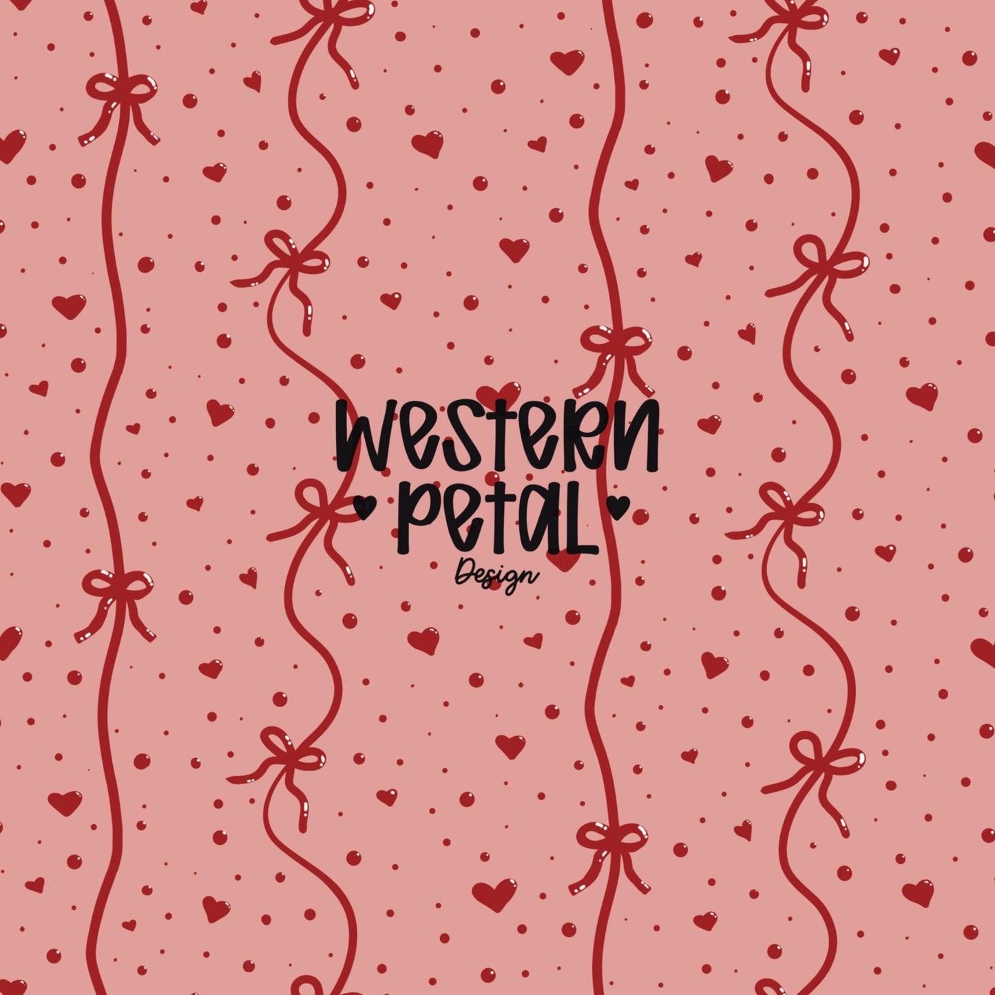 Valentine Ribbon Seamless Pattern, Pink Heart Digital Paper (12x12 Repeat File)