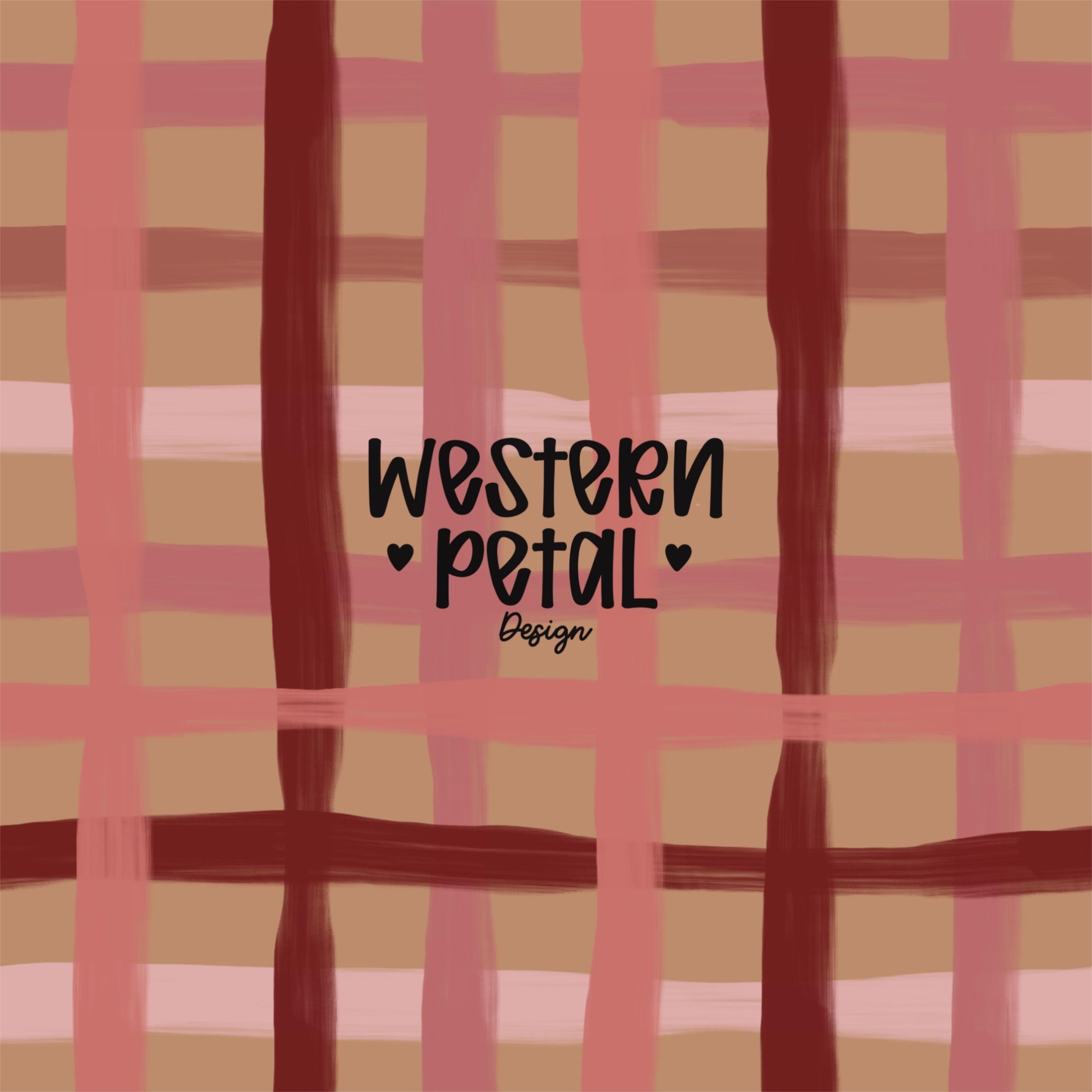 Hand drawn pink and neutral plaid seamless pattern with soft brushstroke lines, cozy checkered digital background