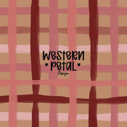 Hand drawn pink and neutral plaid seamless pattern with soft brushstroke lines, cozy checkered digital background